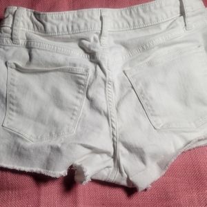 Western Distressed White & Black Shorts